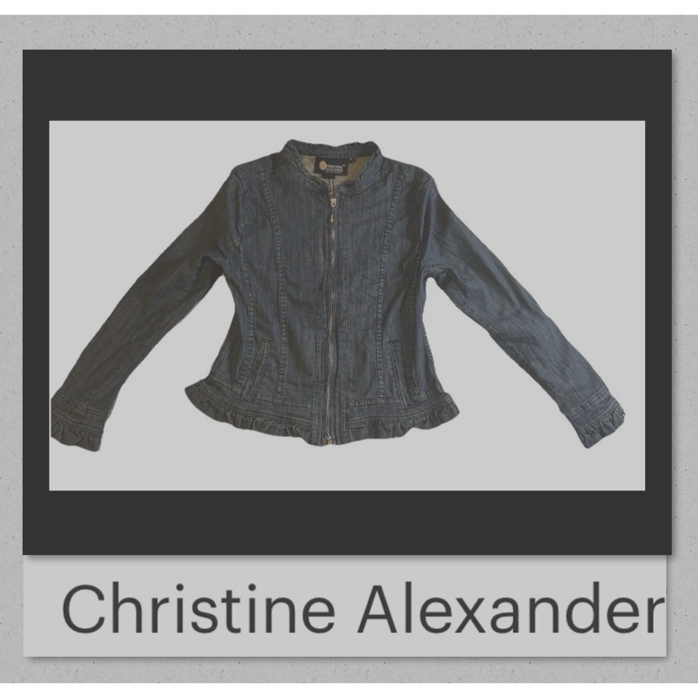 Christine Alexander XS Jacket Denim Full Zip - Ruffled Size Extra Small